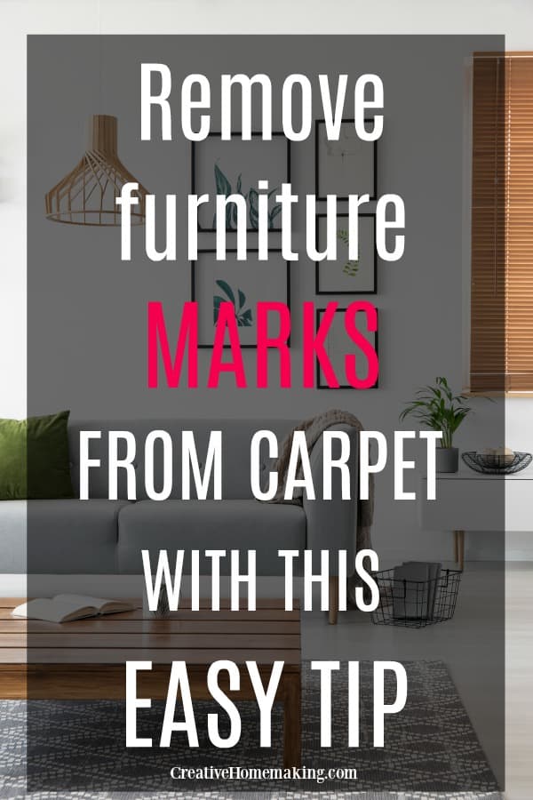 Completely remove furniture marks from carpet with this easy tip! One of my favorite carpet cleaning hacks.