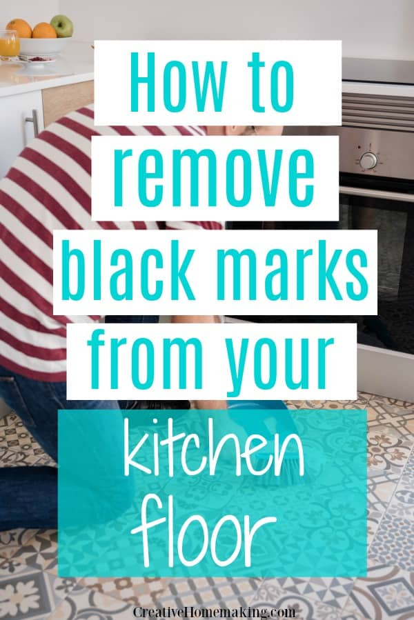 How to remove black streaks from your floor. Linoleum kitchen floors are notorious for showing off black scuff marks. Remove them with these easy tips!