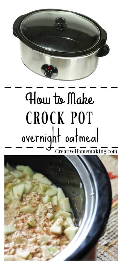 Easy recipe for crock pot apple cinnamon apple recipe. One of my favorite overnight crock oatmeal recipes!