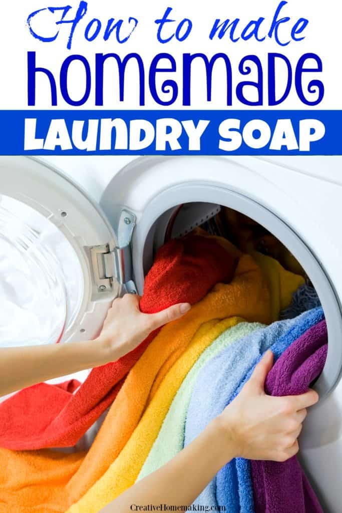 Easy homemade liquid laundry soap make from Borax, washing soda, and Fels Naptha. One of my favorite laundry washing tips.