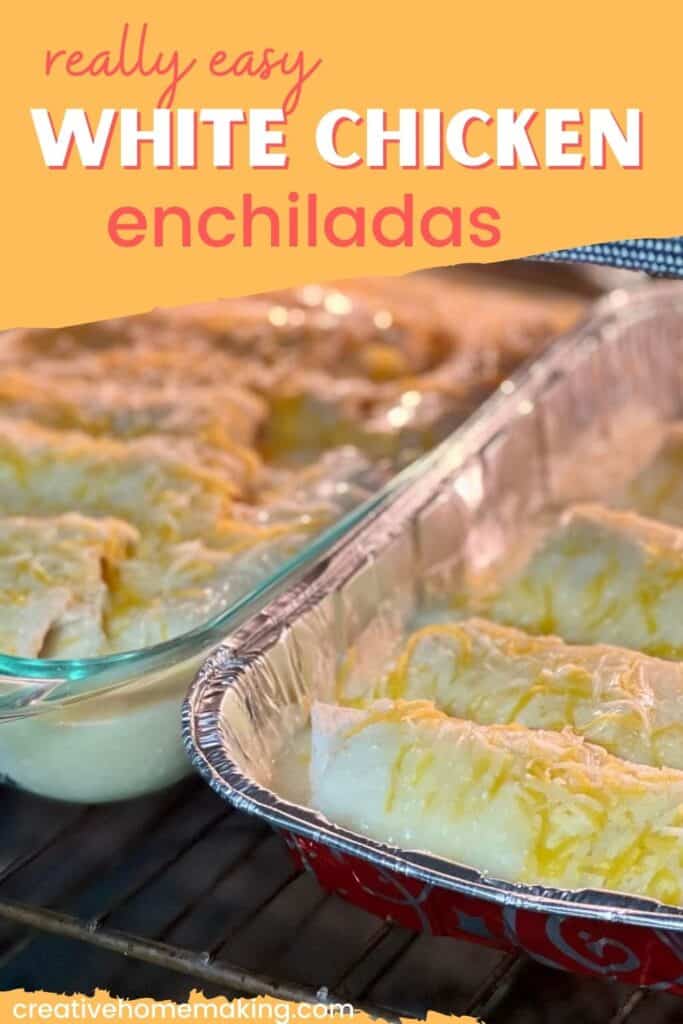 Easy recipe for white chicken enchiladas. One of my favorite quick easy dinners that the whole family will eat!