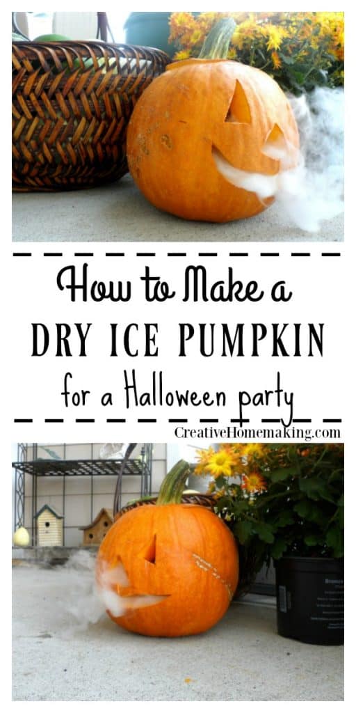 DIY dry ice pumpkin idea for a Halloween party. Easy outdoor Halloween decoration idea!