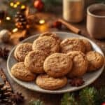 Plate of classic gingersnap cookies coated in sugar