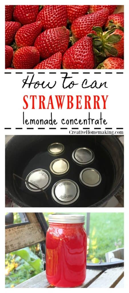 Canning strawberry lemonade concentrate. How to make fresh strawberry lemonade concentrate now to enjoy all fall and winter.