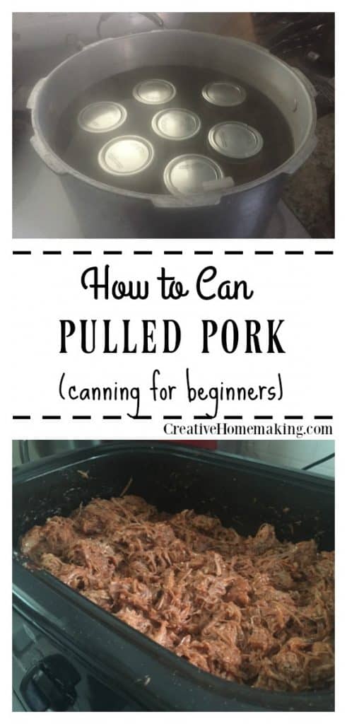 Easy recipe for canning pulled pork. One of my favorite canning recipes!