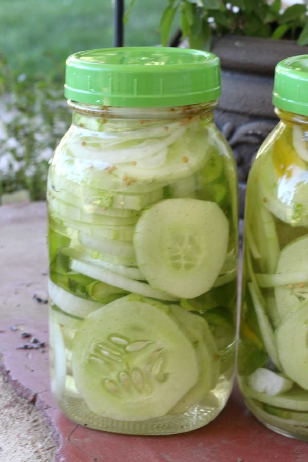 Easy recipe for cucumber salad in a jar.
