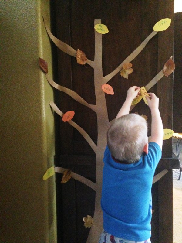 This Thanksgiving blessing tree is a neat Thanksgiving tradition idea for families.