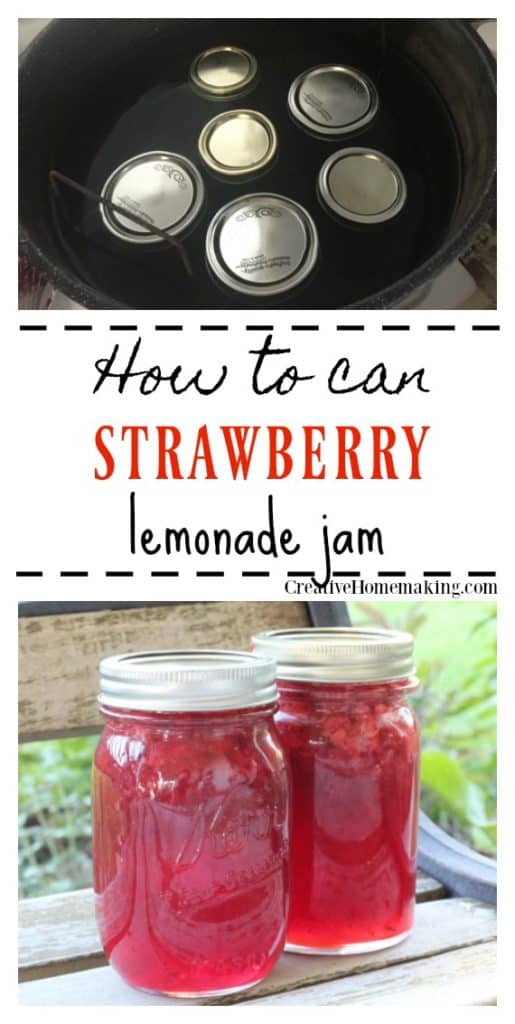 Canning strawberry lemonade jam. If you like strawberry lemonade, then you will love this easy homemade strawberry lemonade jam. Easy water bath canning for beginners.