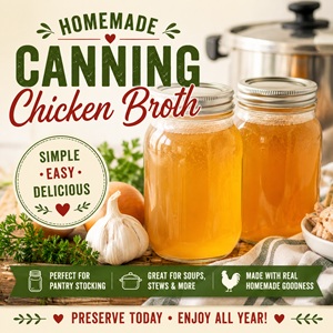 Stop wasting leftovers and turn chicken bones, veggies, and herbs into rich homemade chicken broth! Perfect for simple homemade living, pantry prep, meal planning, and everyday from scratch meals. Add homemade chicken broth alongside pantry favorites like beef broth, vegetable broth, bone broth, canned soup bases, tomato sauce, and homemade gravy starters.