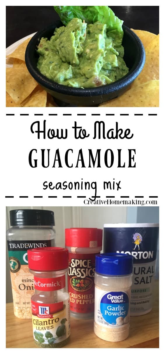 Easy guacamole seasoning mix recipe to serve with your favorite salsa, refried beans, flour tortillas, and taco dip.