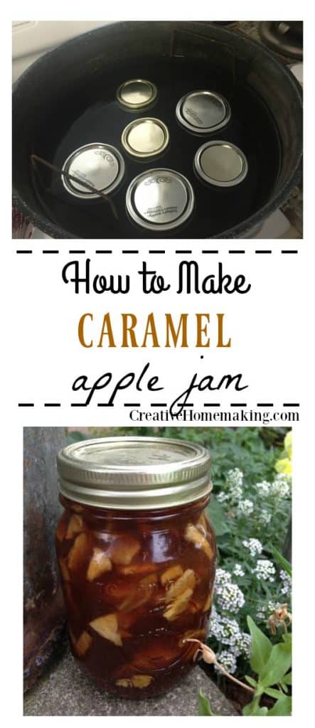 Easy recipe for canning caramel apple pie jam. One of my favorite fall canning recipes!