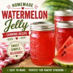 Preserve the taste of summer with this easy watermelon jelly canning recipe! Sweet, fruity, and perfect for toast, biscuits, desserts, and homemade gifts. A fun recipe for simple homemade living and pantry stocking. Love homemade jelly? Try strawberry jelly, blackberry jelly, peach jelly, grape jelly, raspberry jelly, and blueberry jelly for even more summer canning ideas!
