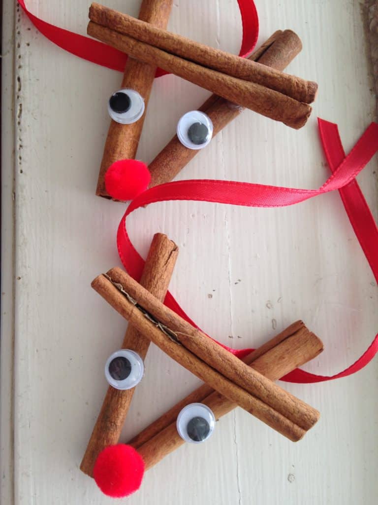 Cinnamon stick reindeer ornament