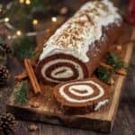 Gingerbread roll filled with cream cheese frosting and dusted with powdered sugar