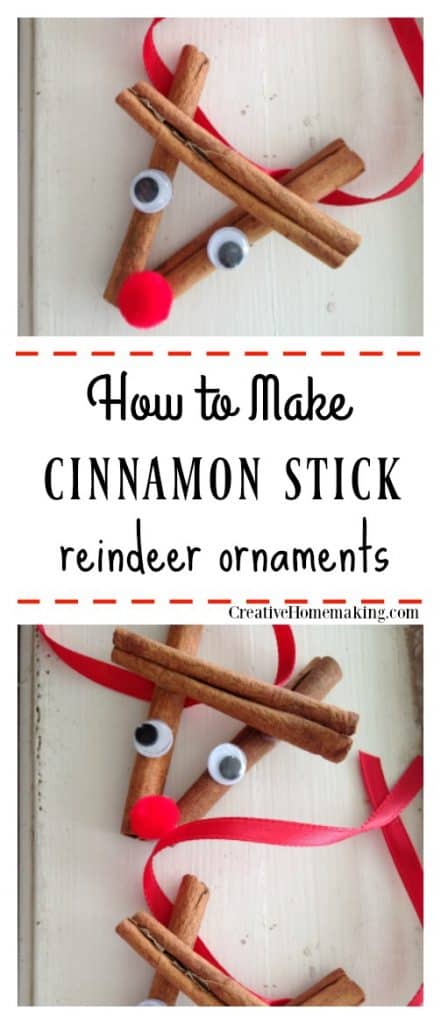 Cinnamon stick reindeer ornament. Easy DIY Christmas ornament for kids to make.