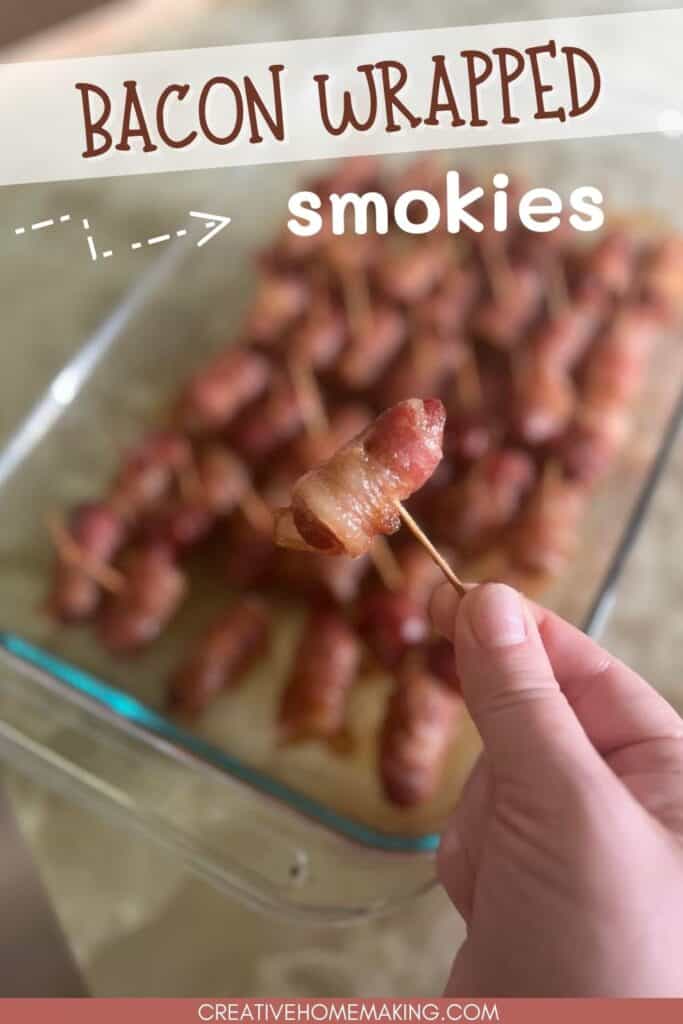 Bacon wrapped smokies for the holidays prepared two ways: in the oven or slow cooker. Easy Christmas appetizer!