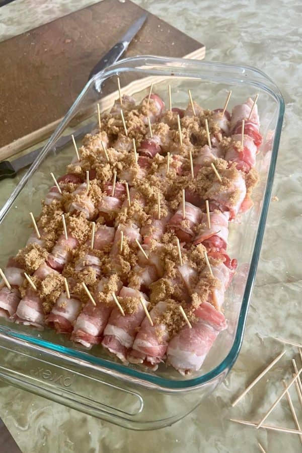 Easy bacon wrapped smokies oven method