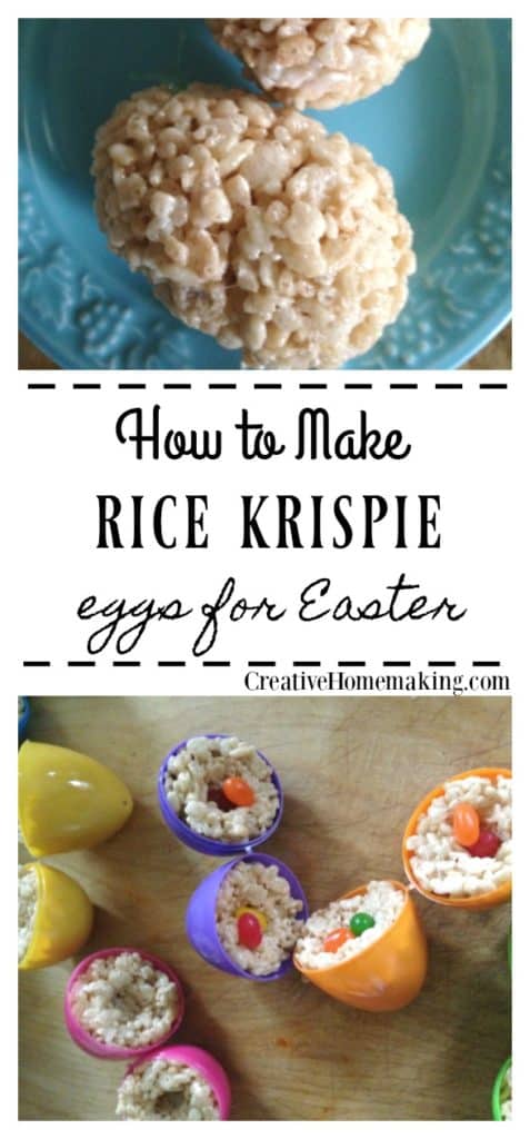 Rice Krispie treat eggs. One of my favorite easy dessert recipes for Easter.