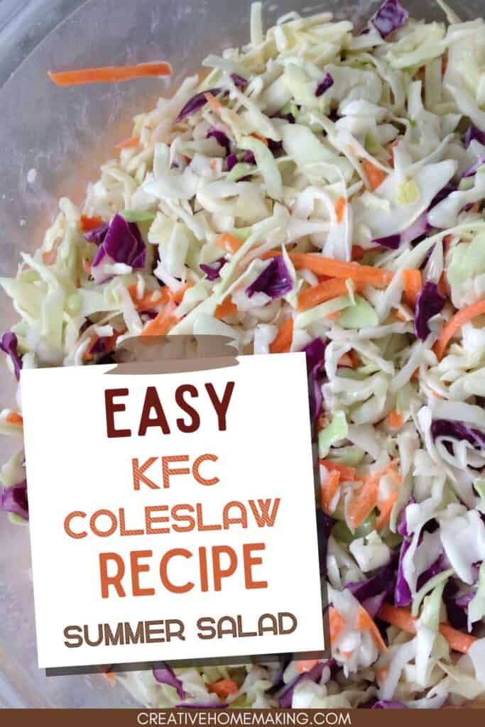 Easy copycat KFC coleslaw recipe. One of my favorite summer salads for family picnics and barbecues.