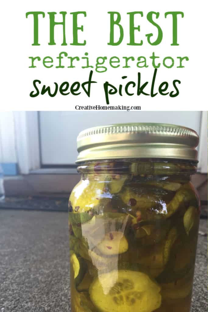 Easy recipe for the BEST easy refrigerator sweet pickles. One of the best pickle recipes I've ever tried!