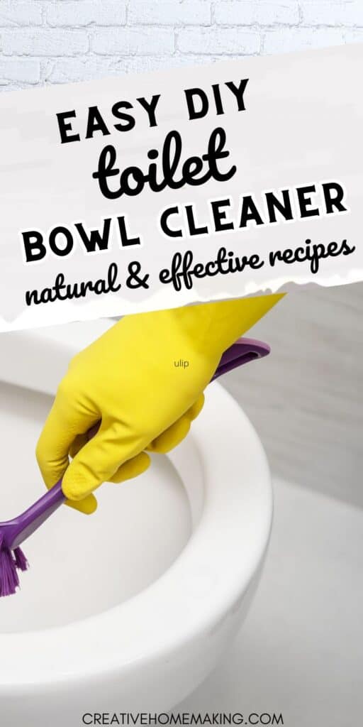 Keep your toilet sparkling clean with this easy DIY toilet bowl cleaner recipe! Say goodbye to harsh chemicals and hello to a natural and effective cleaning solution. Learn how to make your own toilet bowl cleaner at home and keep your bathroom fresh and pristine. Pin now for a cleaner bathroom tomorrow!
