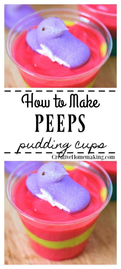 Easy peeps pudding cup recipe for Easter. One of my favorite Easter desserts for kids!