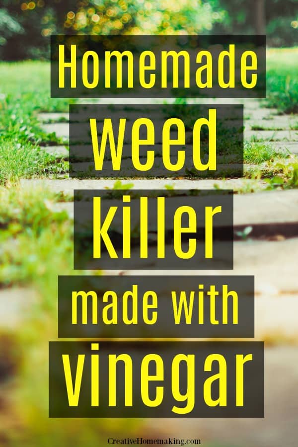 Easy DIY homemade weed killer made with salt and white vinegar. My favorite all natural way to kill weeds along sidewalks and retaining walls.