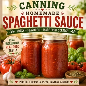 Learn how to can homemade spaghetti sauce for your pantry with this delicious from scratch living recipe. Use it for pasta sauce, pizza sauce, lasagna, casseroles, soups, stews, and more.