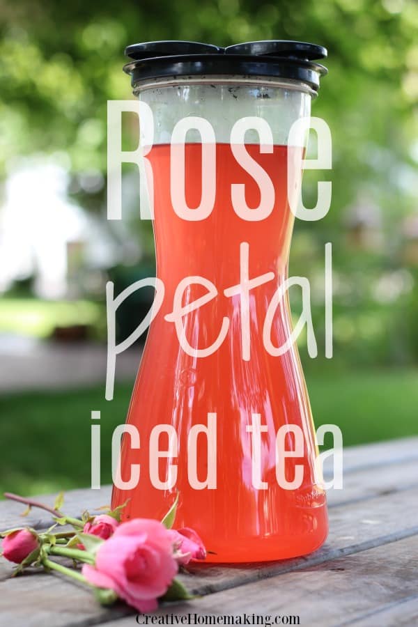 Easy recipe for rose petal iced tea made with green tea and fresh rose petals.