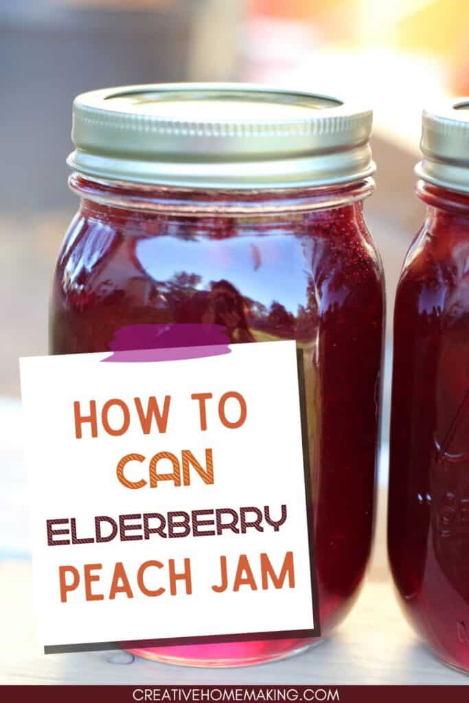 Easy recipe for canning elderberry peach jam. One of my favorite summer canning ideas.