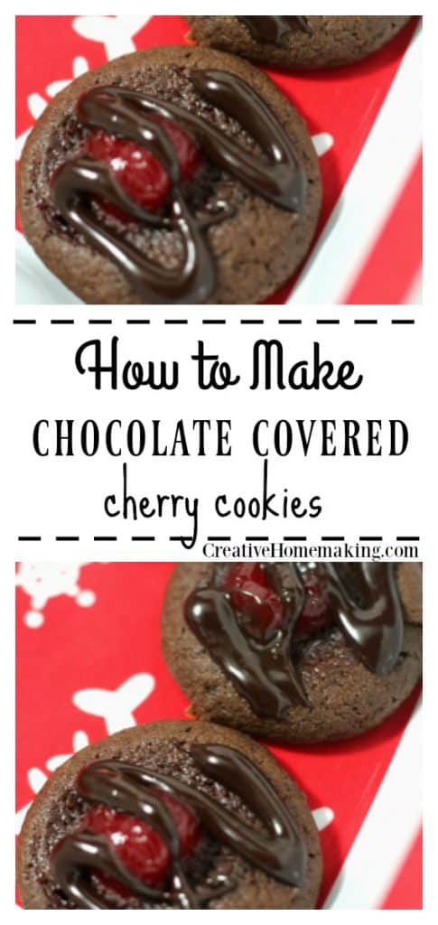 Easy recipe for chocolate covered cherry cookies. One of my favorite cookie recipes for Christmas cookie exchanges!