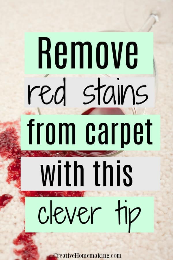 Clever cleaning hack for removing red stains from carpet. Removes even the toughest red stains from white carpet.