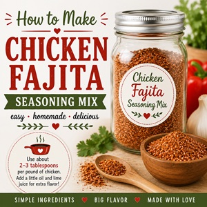 Skip the store-bought packets and make your own homemade chicken fajita seasoning mix with simple pantry spices! This easy recipe is perfect for chicken fajitas, tacos, burrito bowls, grilled chicken, and sheet pan dinners. Be sure to try my taco seasoning mix, chili seasoning mix, onion soup mix, and chicken gravy mix too.