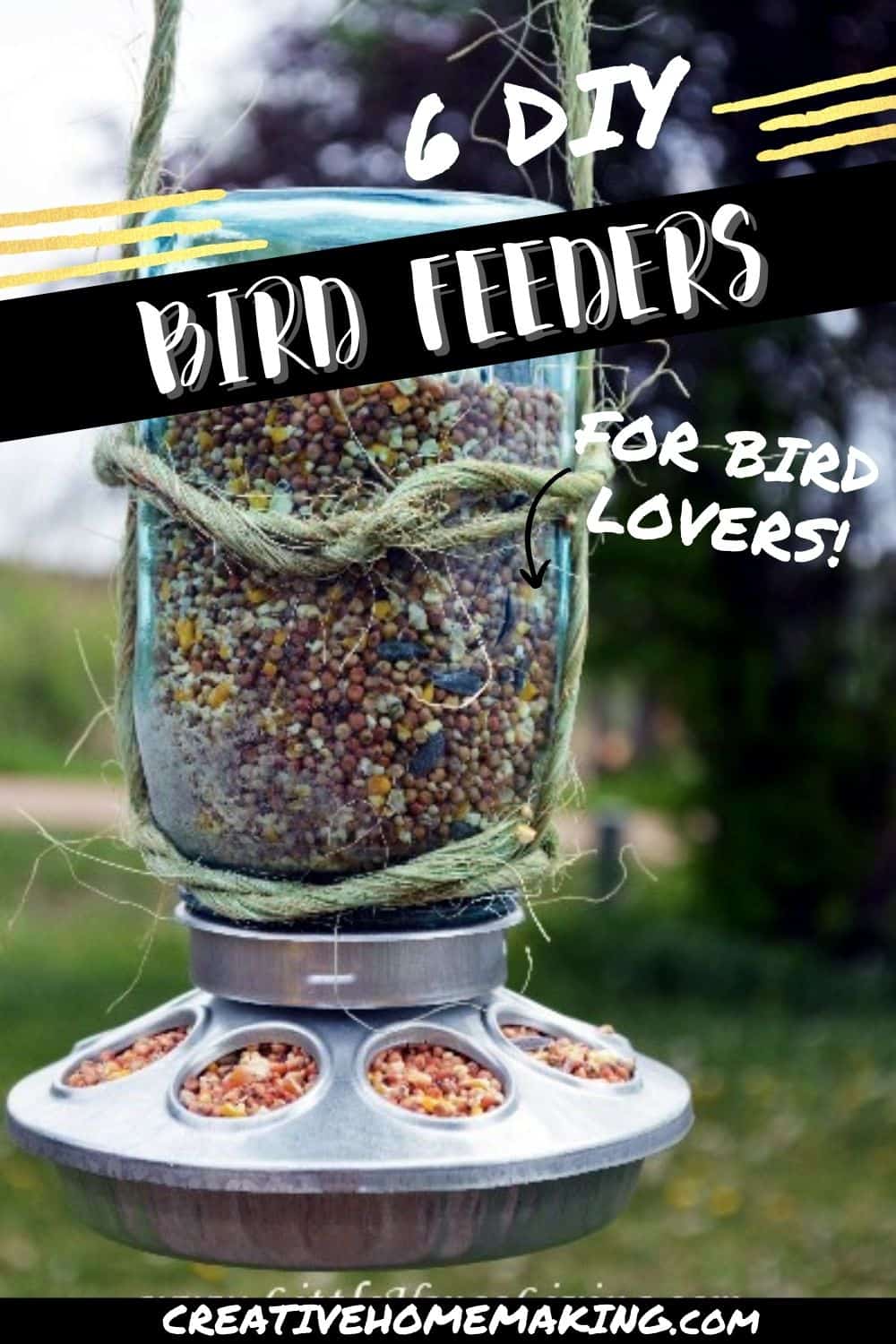 Image showcasing 6 DIY Bird Feeders for Backyard Birdwatchers - Creative Homemaking