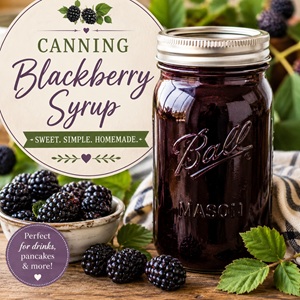 Learn how to make rich, homemade blackberry syrup for pancakes, waffles, desserts, drinks, and more! This easy canning recipe is perfect for simple homemade living and from scratch living. A delicious way to preserve summer berries and stock your pantry with homemade goodness.