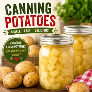 Learn how to can potatoes at home with this easy step-by-step guide! Perfect for simple homemade living, pantry stocking, and preserving food for from scratch meals. Home canned potatoes make dinner easy for soups, stews, casseroles, fried potatoes, and quick side dishes all year long.