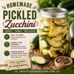 Preserve fresh summer zucchini with this easy pickled zucchini canning recipe! These crisp, tangy zucchini slices are perfect for burgers, sandwiches, charcuterie boards, or snacking straight from the jar. A delicious recipe for anyone who loves canning, simple living, and from scratch living.