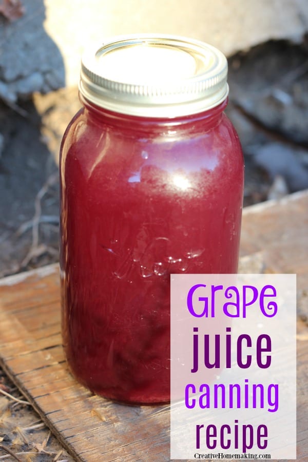 Quart jar of homemade grape juice