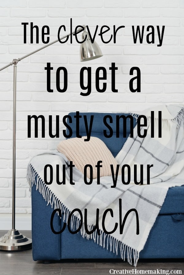 Clever tip for getting rid of a musty couch smell or sofa smell. One of my favorite couch cleaning hacks!