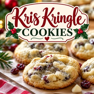 Add a little holiday magic to your cookie platter with these Kris Kringle cookies! Filled with cranberries and white chocolate, they're a wonderful treat to share with family and friends. Perfect for Christmas parties, holiday baking days, and a Christmas cookie exchange. These festive cookies are sure to become a seasonal favorite.