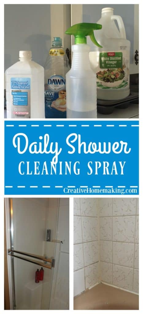 DIY daily shower spray for cleaning the bathroom bathtub and shower.
