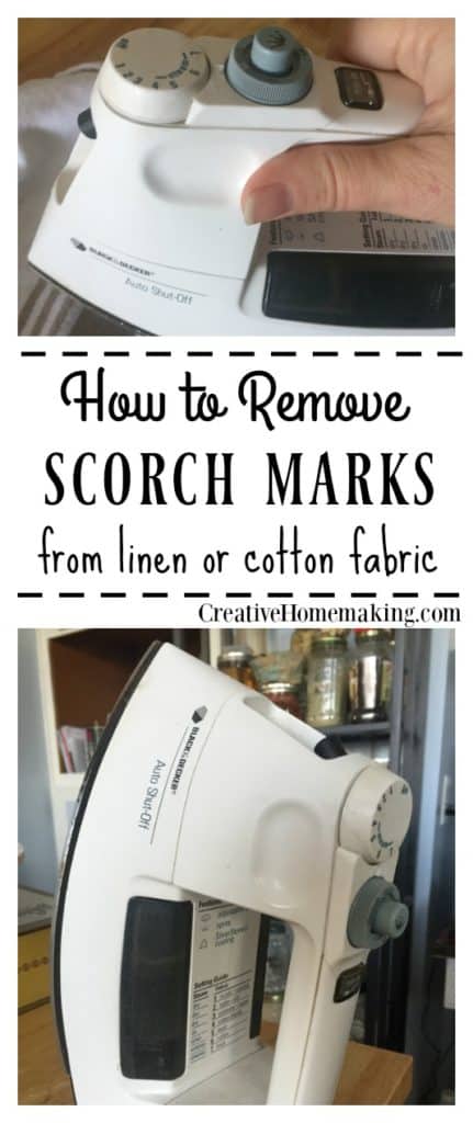 Removing scorch marks from linen or fabric.