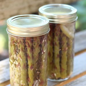 Canning pickled asparagus. Step-by-step beginning instructions for canning perfect pickled asparagus. No pressure canner needed!