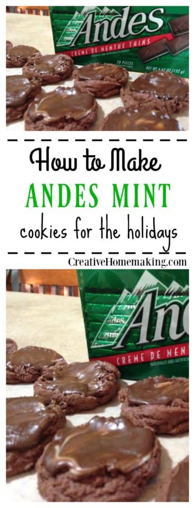 These Andes Mint cookies are really easy to make and great to give away as gifts for the holidays. Share them at a Christmas cookie exchange!