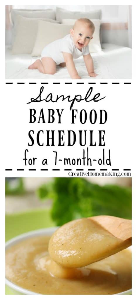 Feeding tips and a daily menu plan for your 7 month old baby.