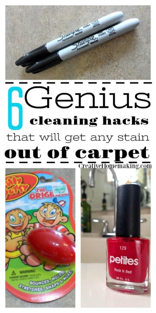 Trying to get a stubborn stain out of your carpet? These genius cleaning hacks will help you get silly putty, nail polish, candle wax, slime, and more out of carpet.