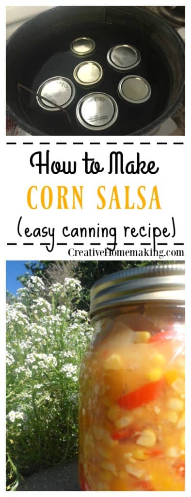 Canning corn salsa. How to make homemade corn salsa with fresh corn on the cob, tomatoes, and onions. Easy recipe for beginning canners.