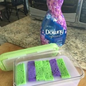 One of my favorite laundry hacks! Tip for making your favorite laundry fabric softener last longer by making your own DIY dryer sheets.