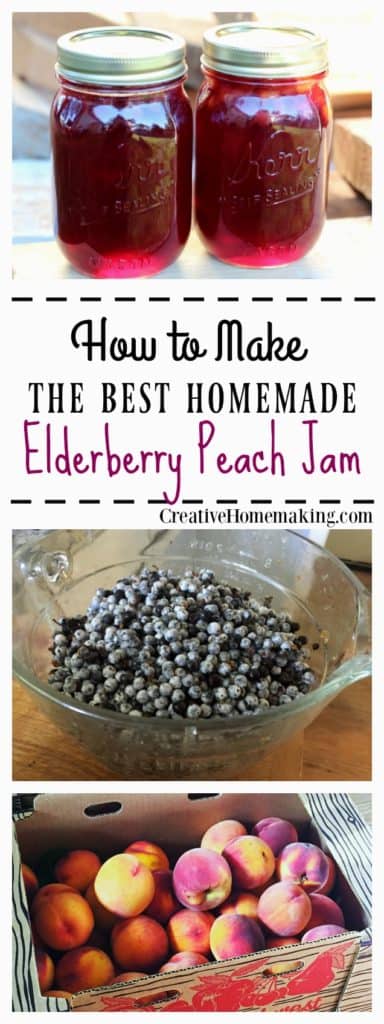 Canning elderberry peach jam. Elderberries and peaches are the perfect combination for a delicious summer jam. Step by step canning recipe for beginning canners.