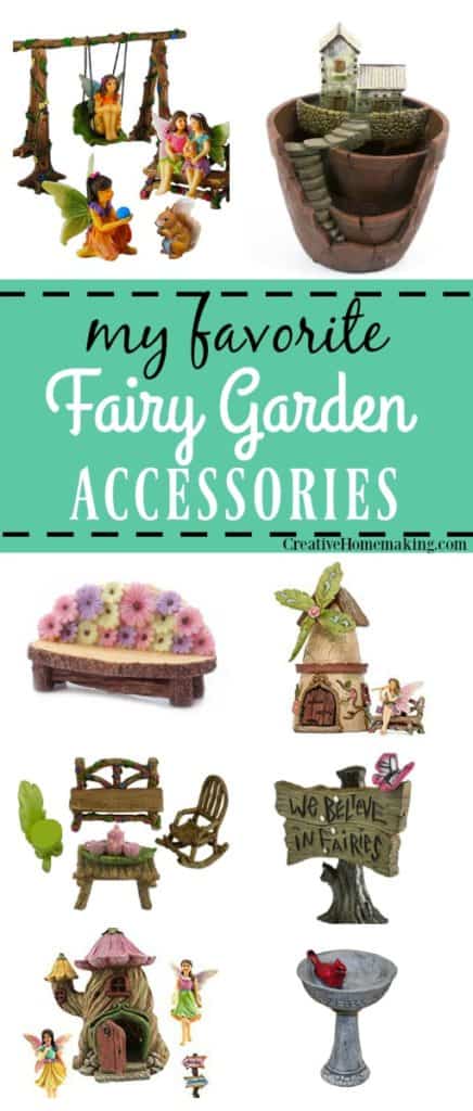 Favorite fairy garden accessories for fairy gardens: fairy houses, fairy furniture, and more.